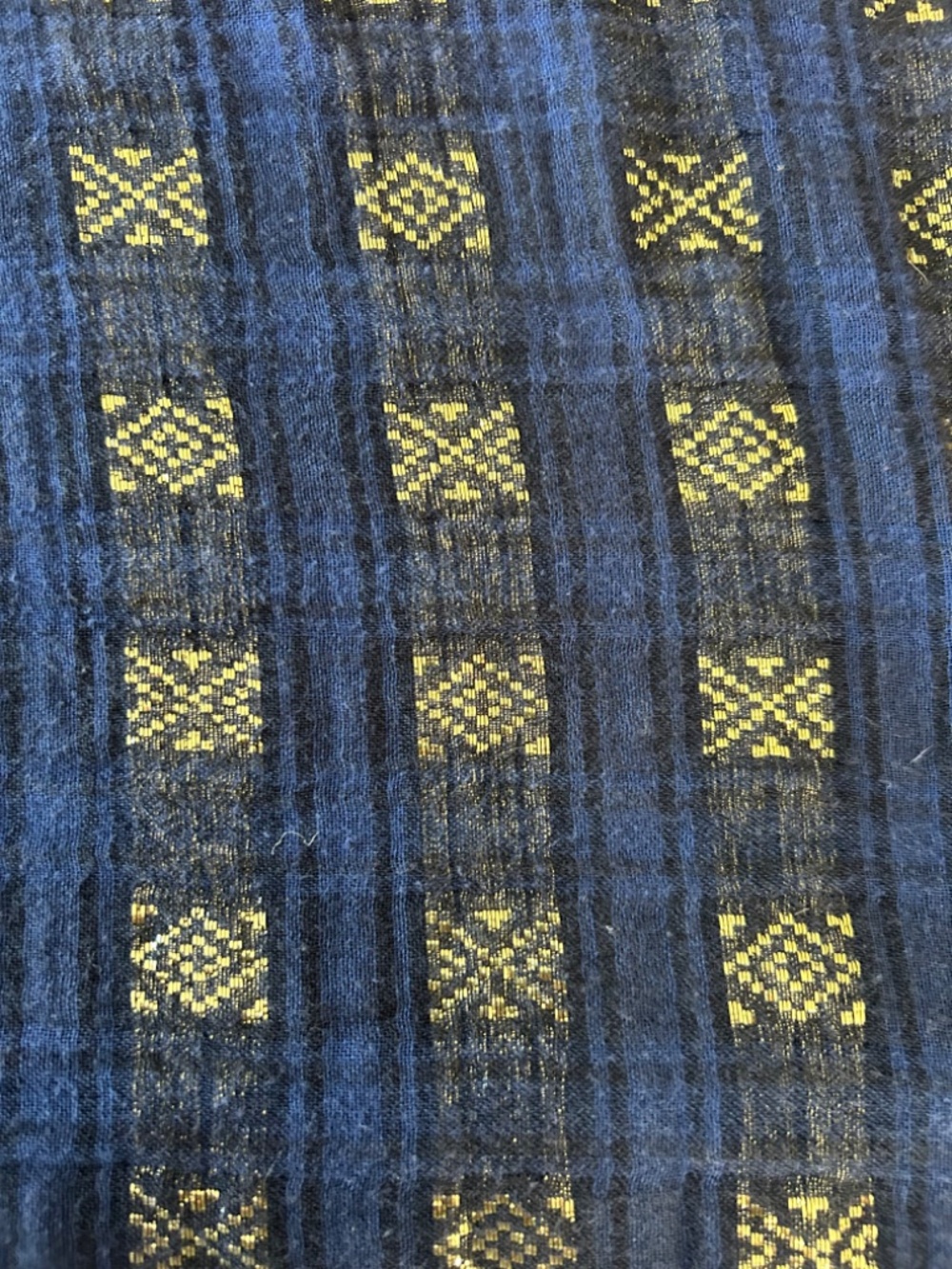 Navy and Gold Indian Cotton Dress - Picture 7 of 9